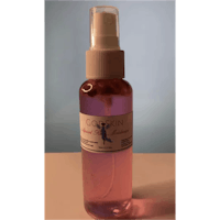 a pink bottle with a pink liquid in it